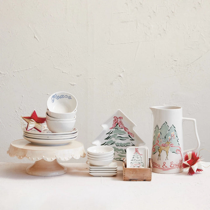 Stoneware Plate w/ Holiday Pattern, 4 Styles - Something Splendid Co.