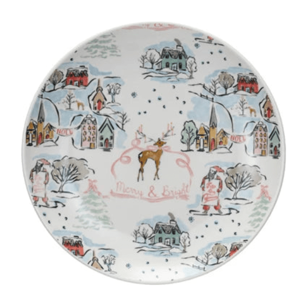 Stoneware Plate w/ Holiday Pattern, 4 Styles - Something Splendid Co.