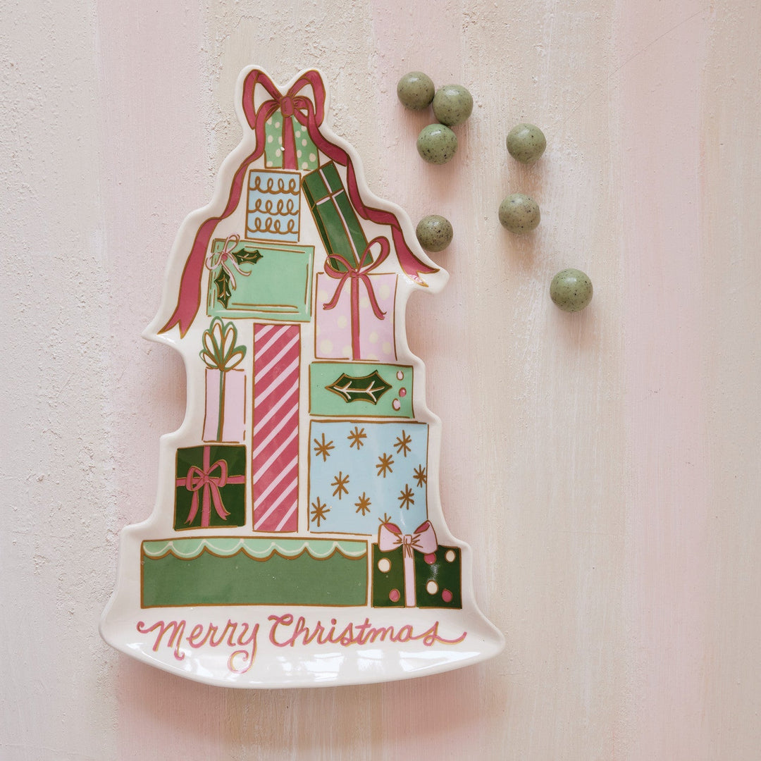 Stoneware Platter with Gifts "Merry Christmas" - Something Splendid Co.