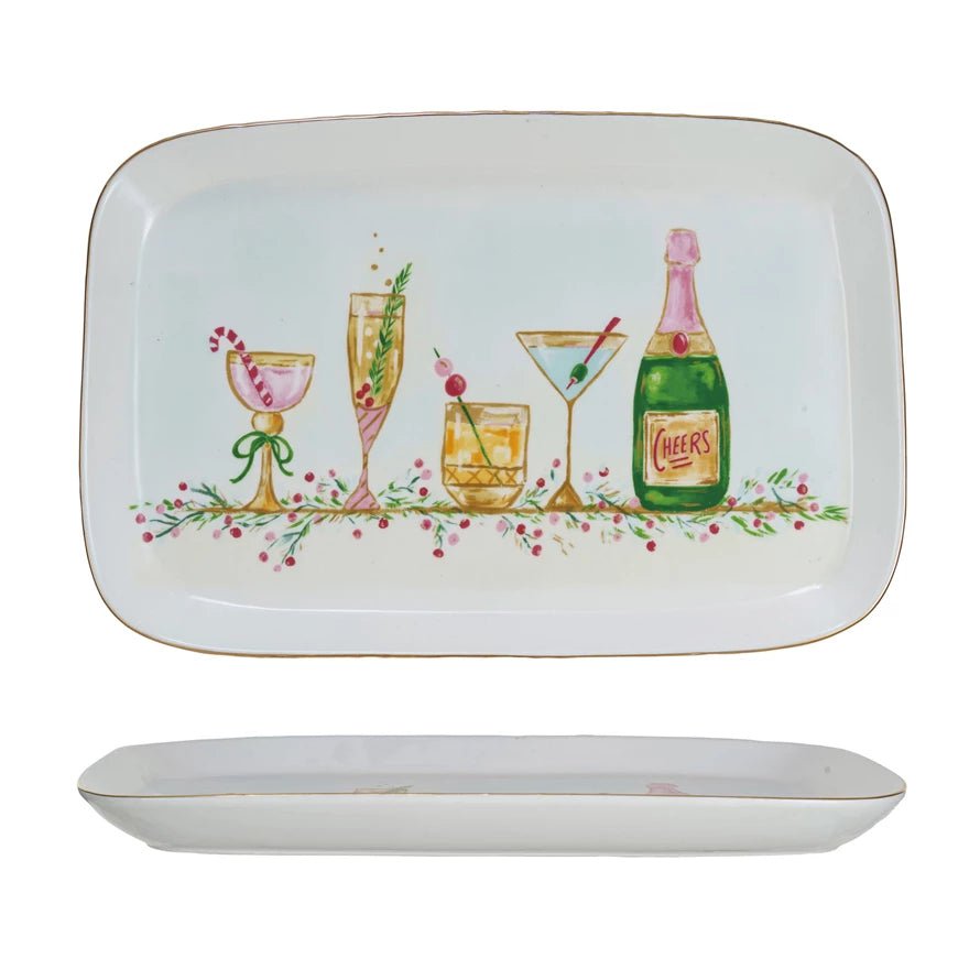 Stoneware Platter with Holiday Cocktails - Something Splendid Co.