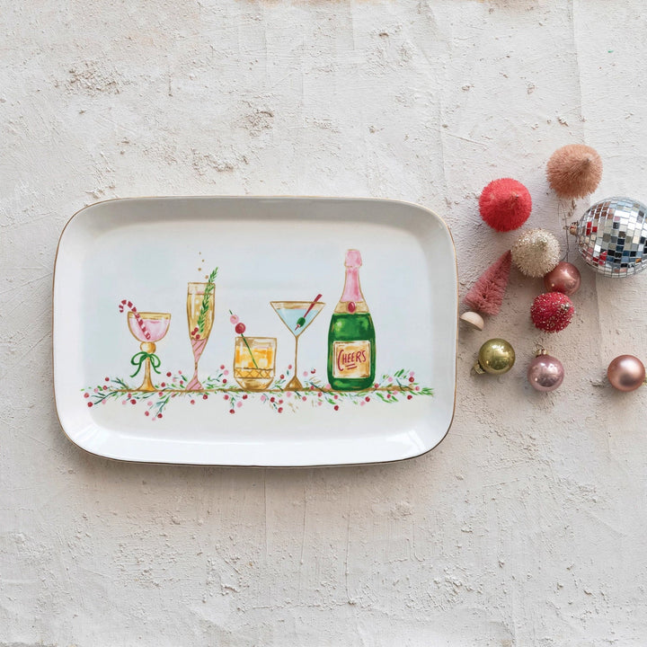 Stoneware Platter with Holiday Cocktails - Something Splendid Co.