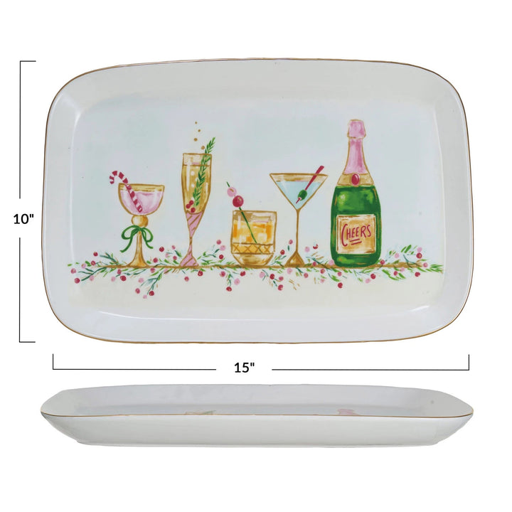 Stoneware Platter with Holiday Cocktails - Something Splendid Co.