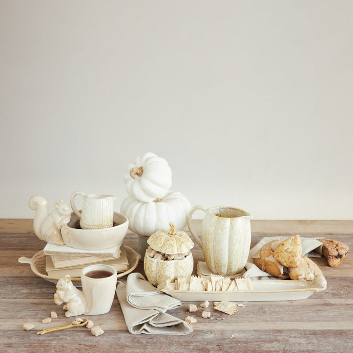 Stoneware Pumpkin Shaped Jar with Lid - Something Splendid Co.