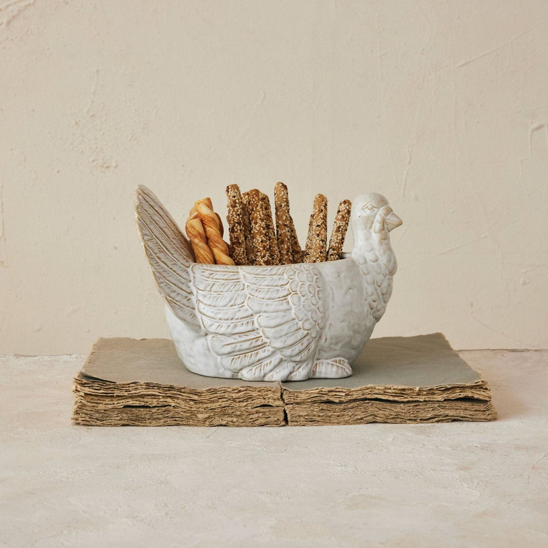 Stoneware Turkey Shaped Bowl, Reactive Glaze - Something Splendid Co.