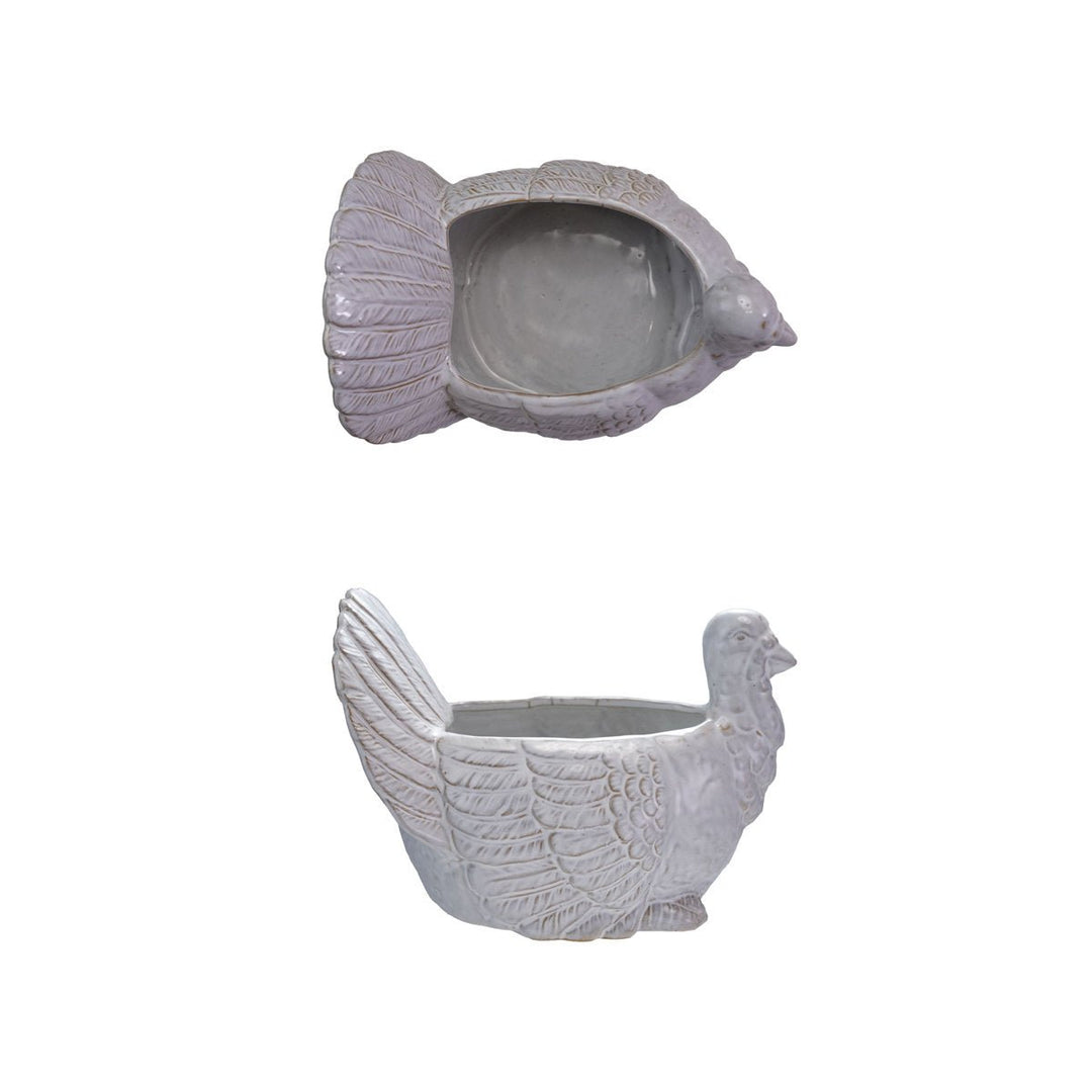 Stoneware Turkey Shaped Bowl, Reactive Glaze - Something Splendid Co.