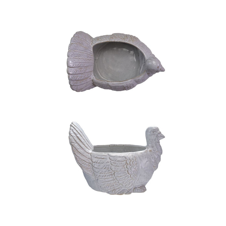 Stoneware Turkey Shaped Bowl, Reactive Glaze - Something Splendid Co.