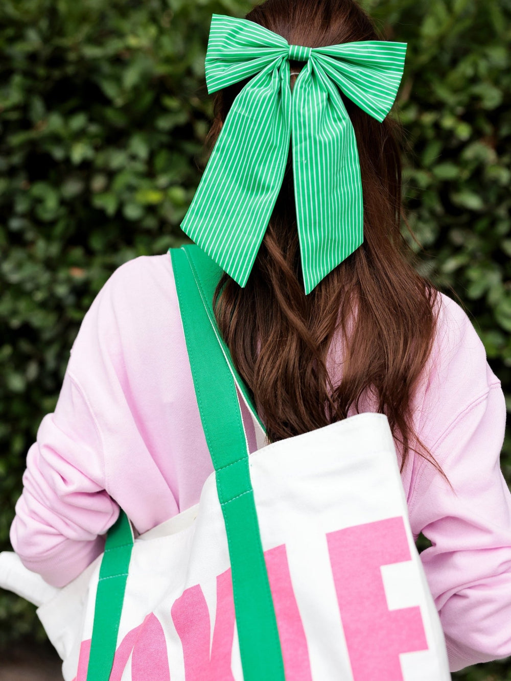 Stripe Bow Clip, Green - Something Splendid Co.