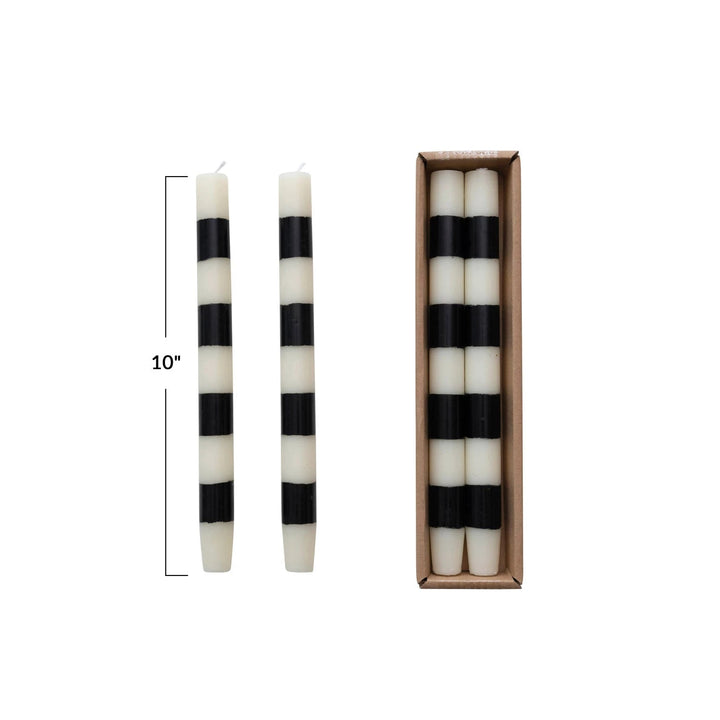 Striped Unscented Taper Candles, Set of 2 - Something Splendid Co.