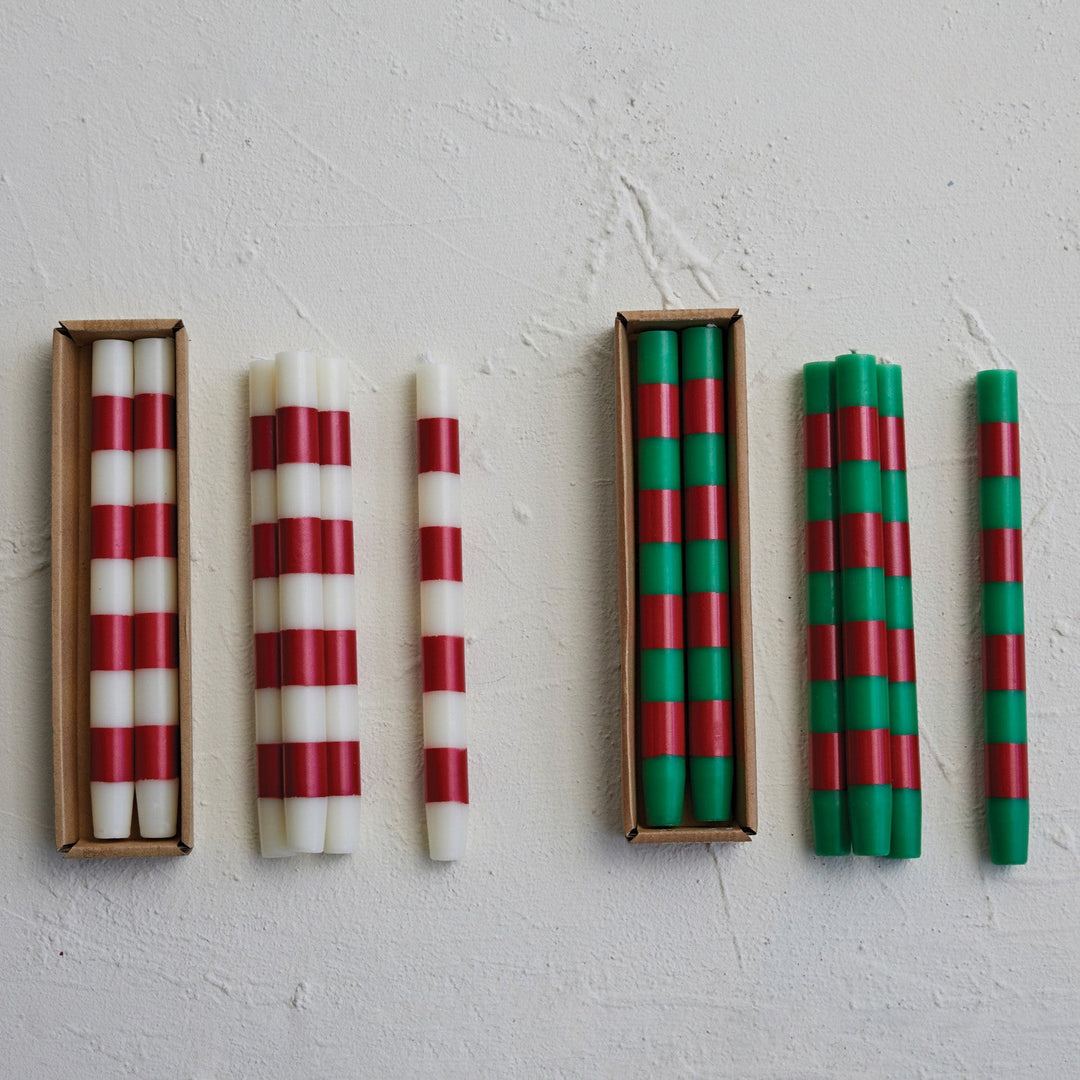 Striped Unscented Taper Candles, Set of 2 - Something Splendid Co.