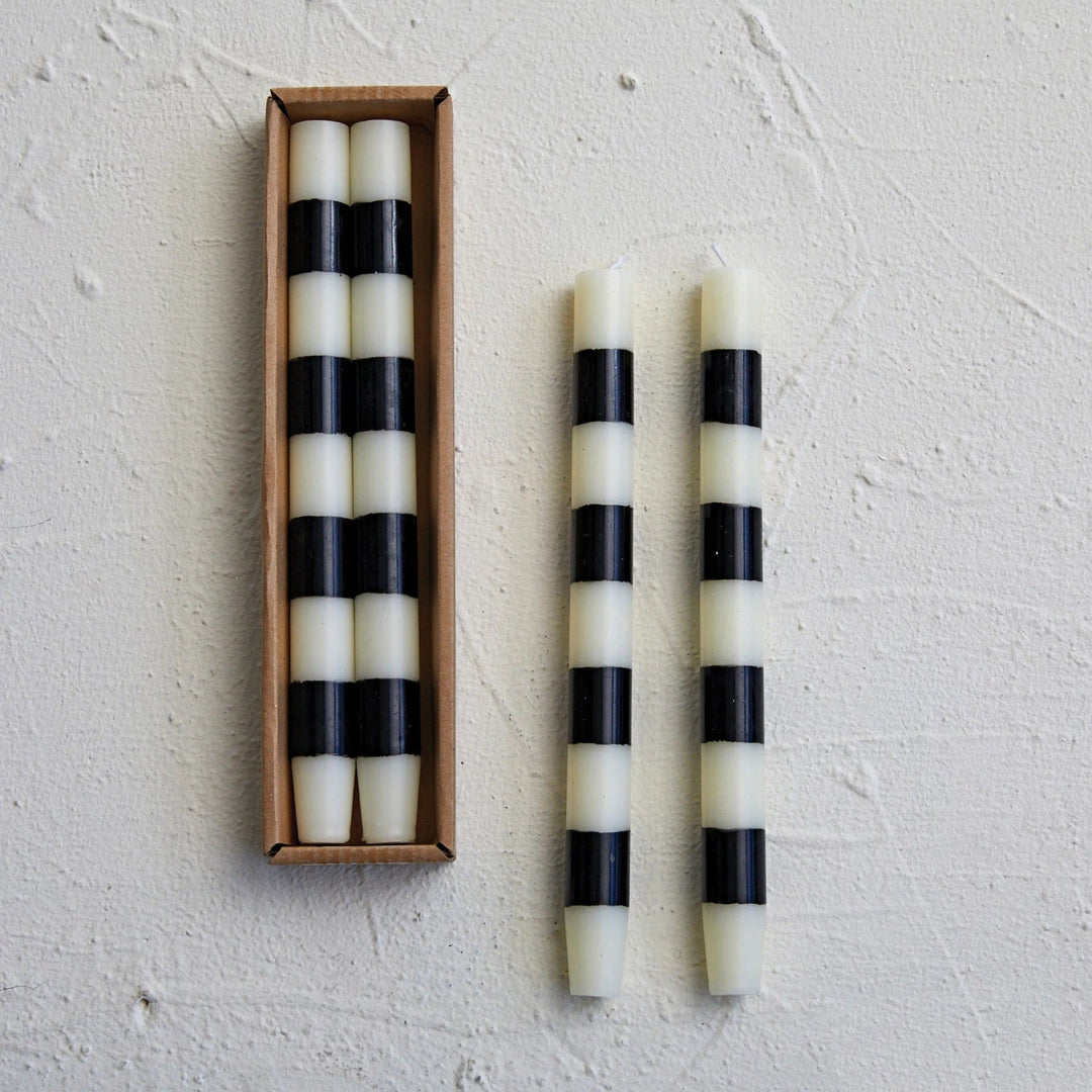 Striped Unscented Taper Candles, Set of 2 - Something Splendid Co.