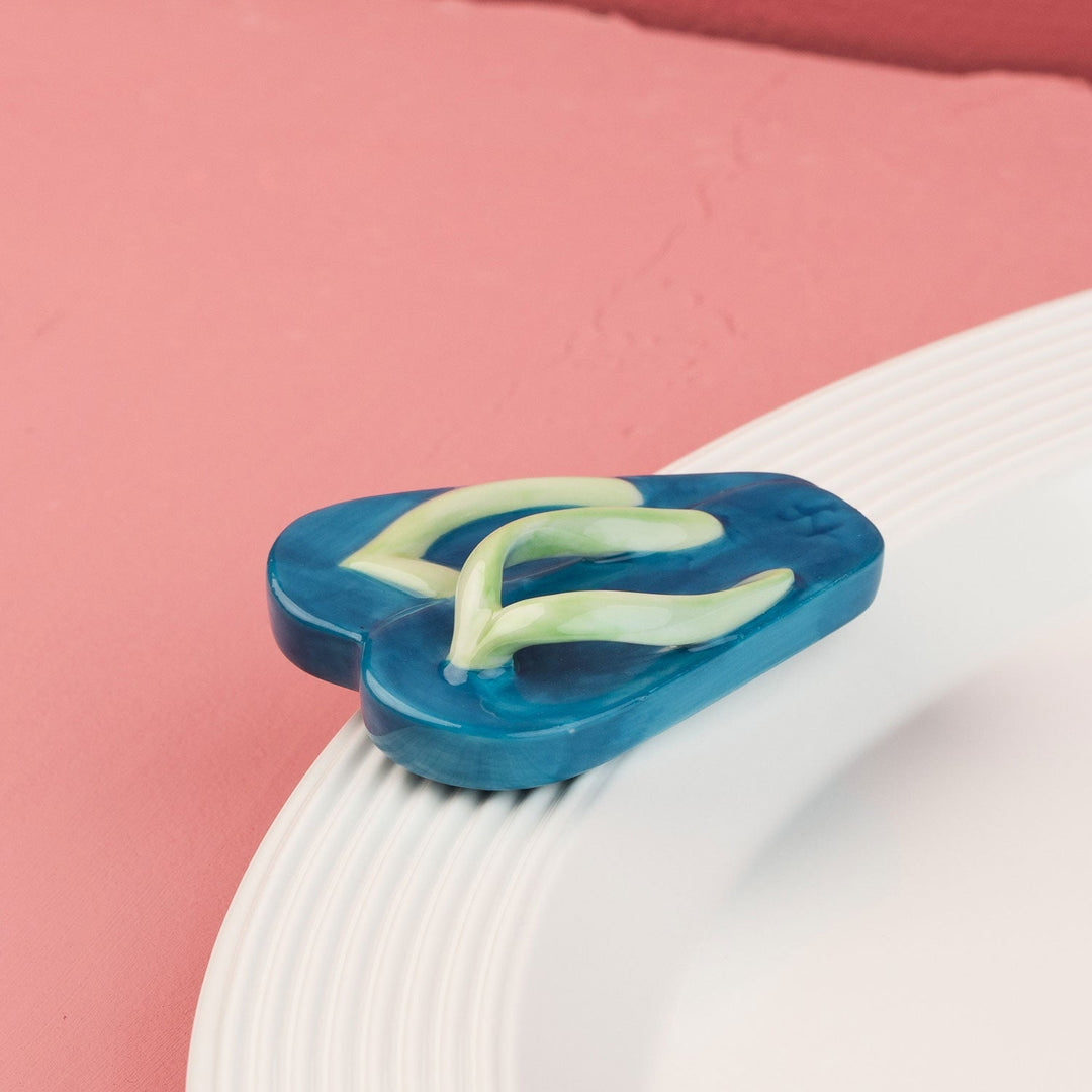 Sunning & Funning Mini by Nora Fleming — hand-painted ceramic blue flip-flop