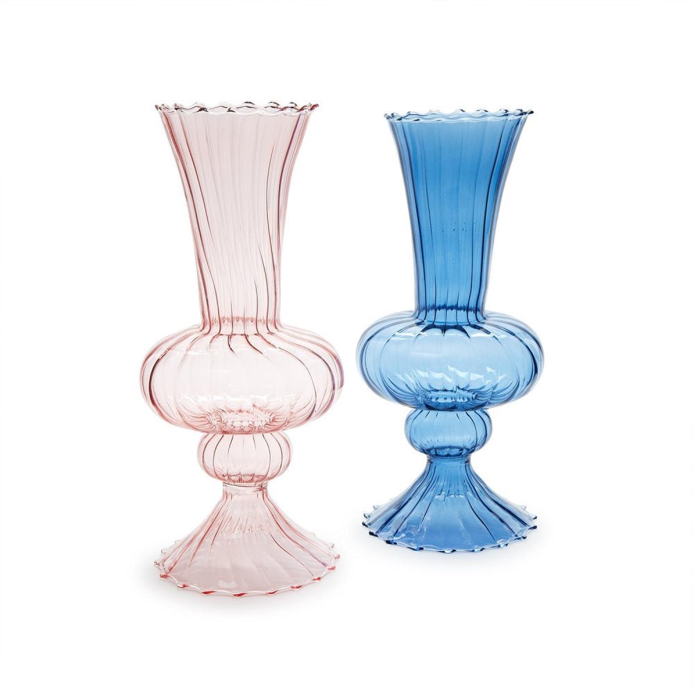 Swirl Hand - Blown Glass Fluted Vase, 2 Colors - Something Splendid Co.