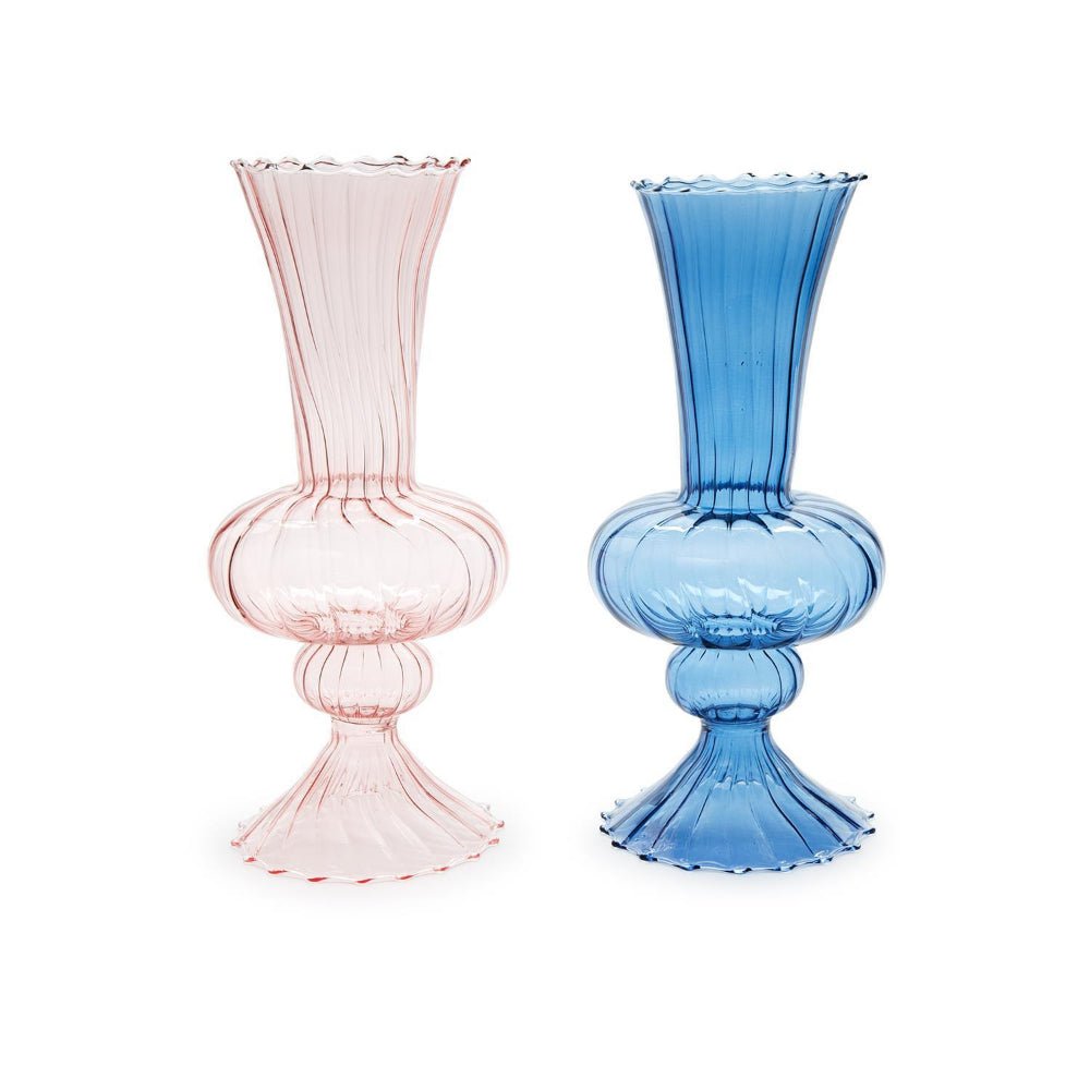 Swirl Hand - Blown Glass Fluted Vase, 2 Colors - Something Splendid Co.