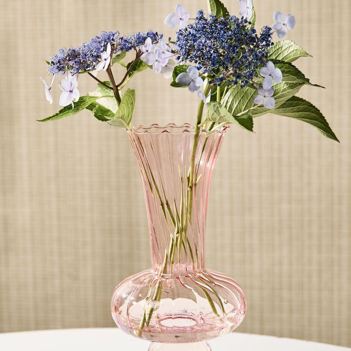 Swirl Hand - Blown Glass Fluted Vase, 2 Colors - Something Splendid Co.