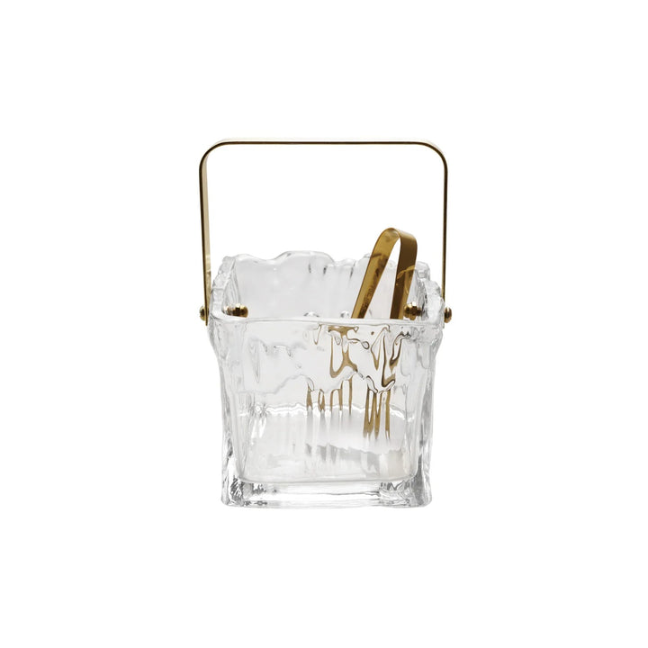 Textured Glass Ice Bucket with Tongs - Something Splendid Co.