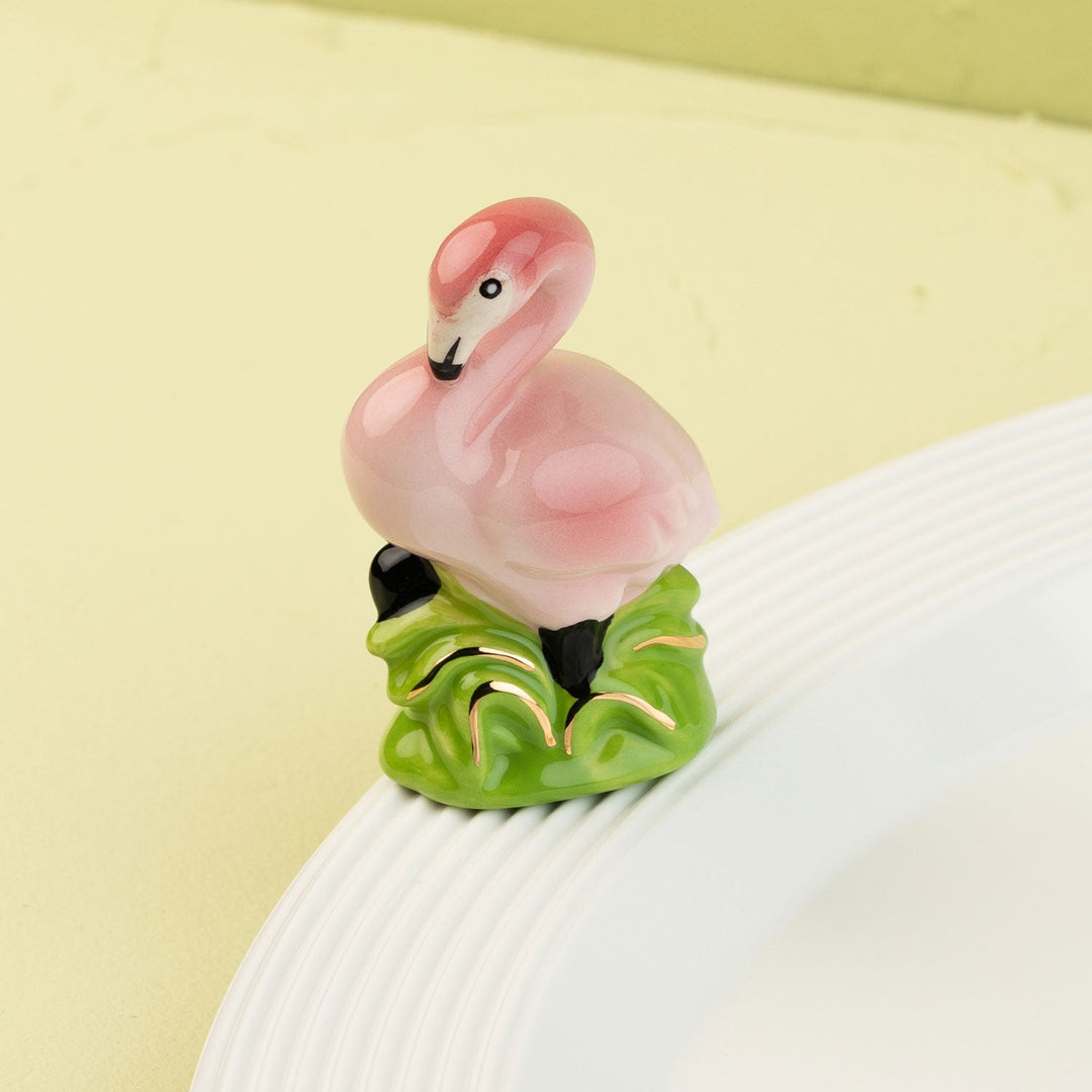 Tickled Pink Mini by Nora Fleming — hand-painted ceramic hot-pink flamingo (alternate view)
