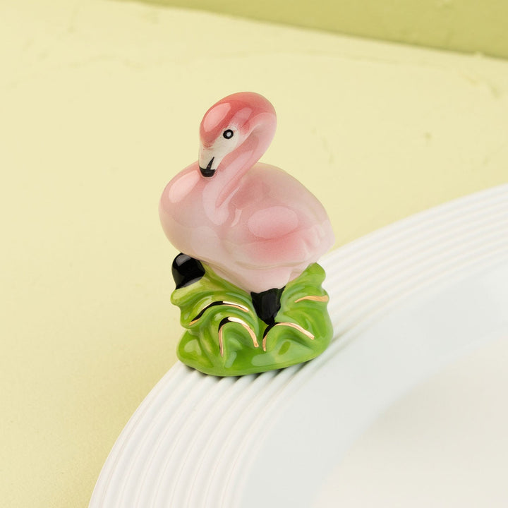 Tickled Pink Mini by Nora Fleming — hand-painted ceramic hot-pink flamingo (alternate view)