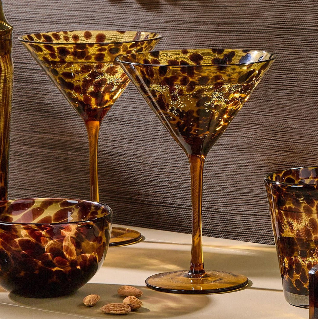 Tortoise Print Martini Glasses Set Of Two - Something Splendid Co.