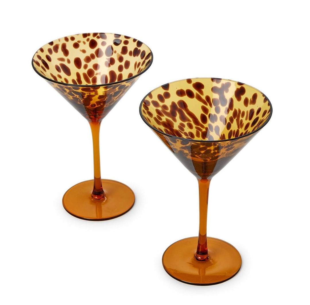 Tortoise Print Martini Glasses Set Of Two - Something Splendid Co.