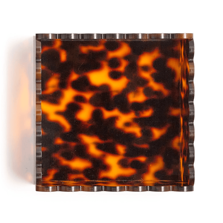 Tortoise Print Scalloped Edge Acrylic Cocktail Napkin Holder - Something Splendid Co.