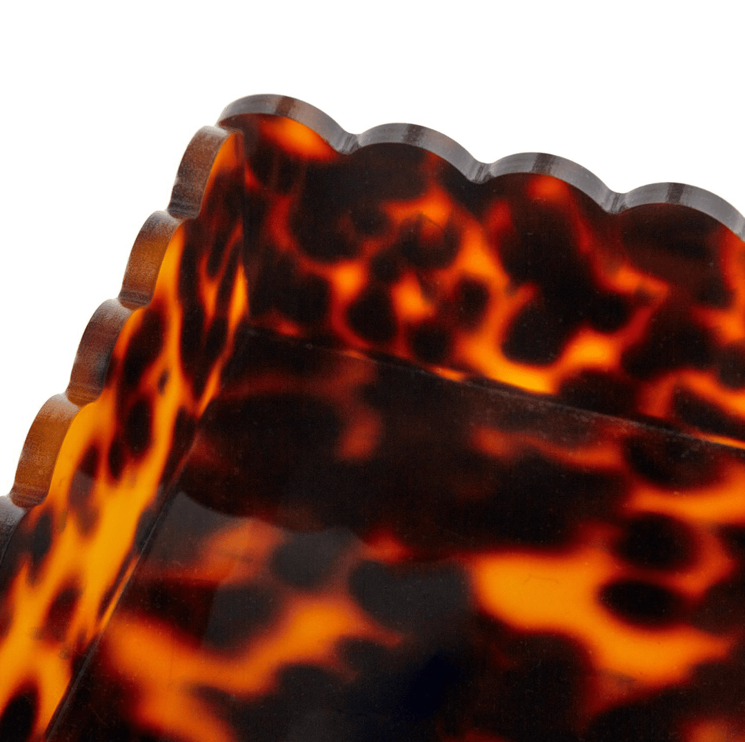 Tortoise Print Scalloped Edge Acrylic Cocktail Napkin Holder - Something Splendid Co.