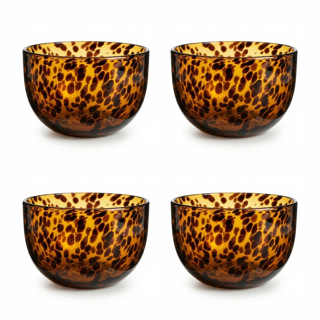 Tortoiseshell Leopard print Glass Bowls Set of 4 - Something Splendid Co.