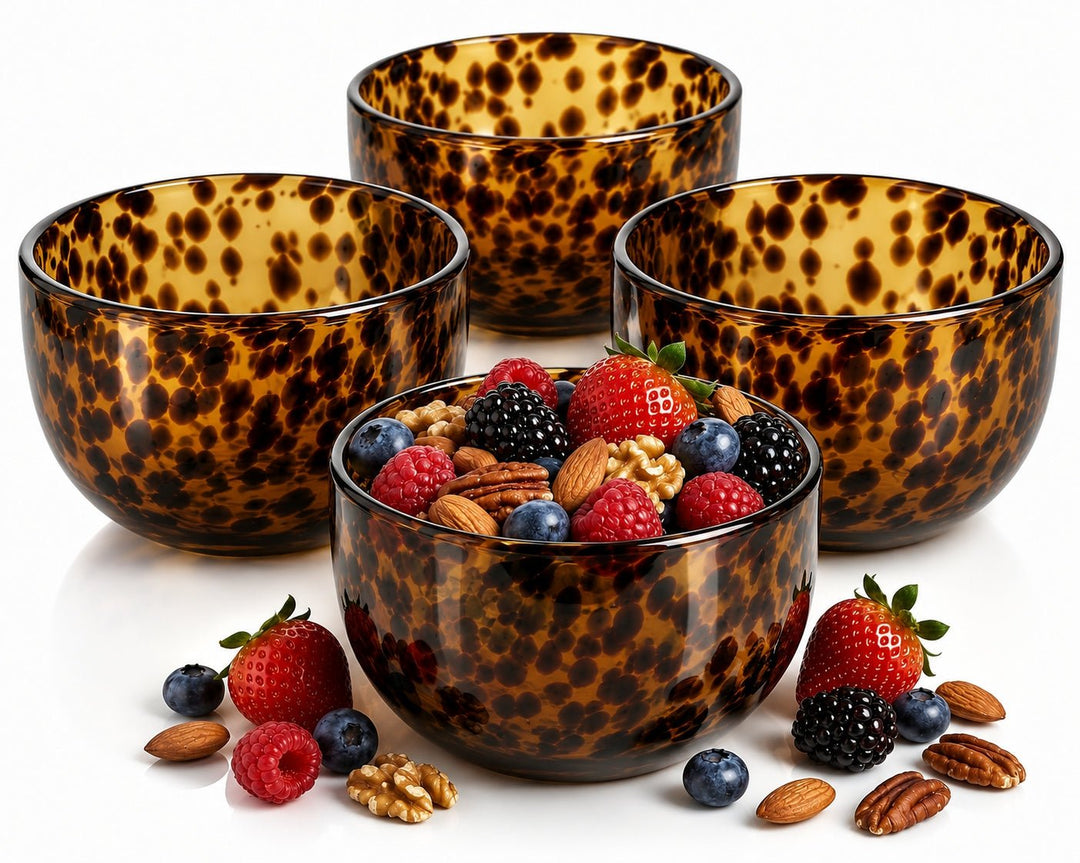 Tortoiseshell Leopard Print Glass Bowls - Set of 4 - Something Splendid Co.