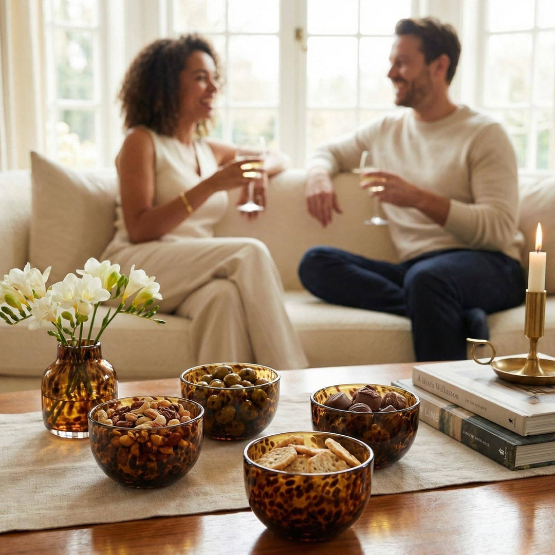 Tortoiseshell Leopard print Glass Bowls Set of 4 - Something Splendid Co.