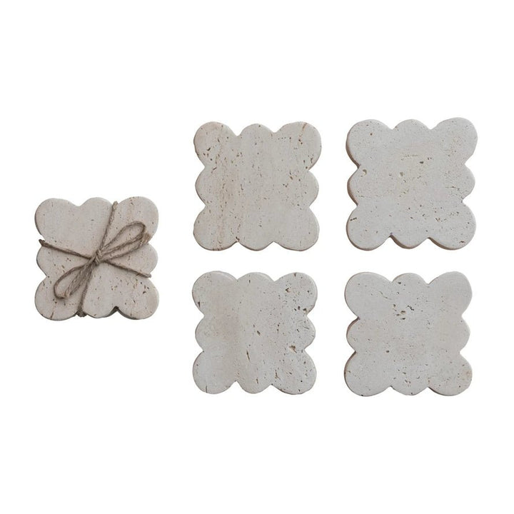 Travertine Coasters w/ Scalloped Edge - Set of 4 - Something Splendid Co.