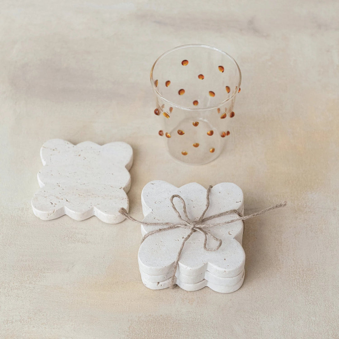 Travertine Coasters w/ Scalloped Edge - Set of 4 - Something Splendid Co.