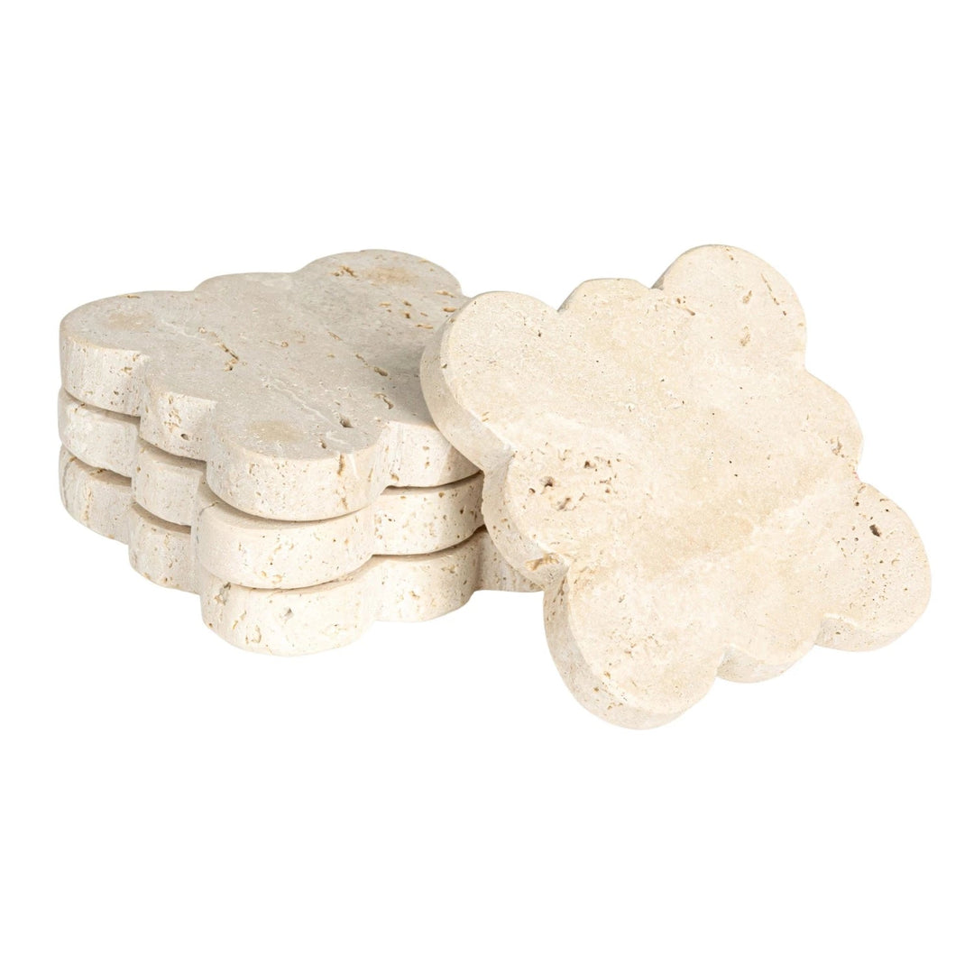 Travertine Coasters w/ Scalloped Edge - Set of 4 - Something Splendid Co.