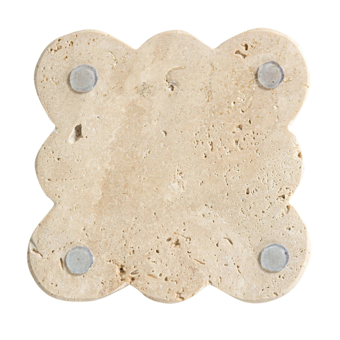 Travertine Coasters w/ Scalloped Edge - Set of 4 - Something Splendid Co.