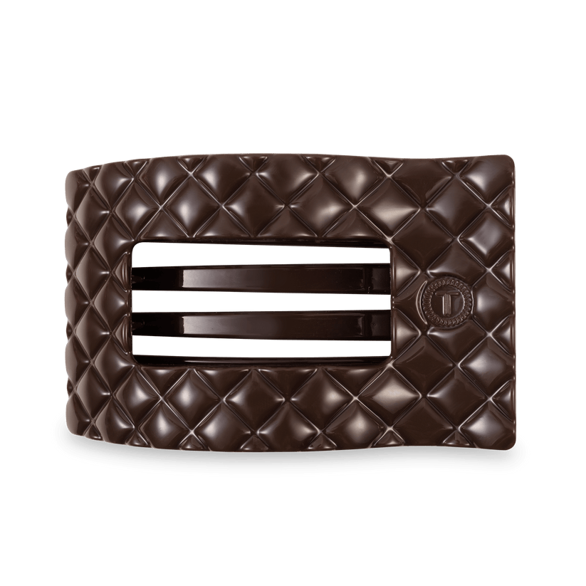 Truly Taupe Quilted Large Flat Rectangle Hair Clip - Something Splendid Co.