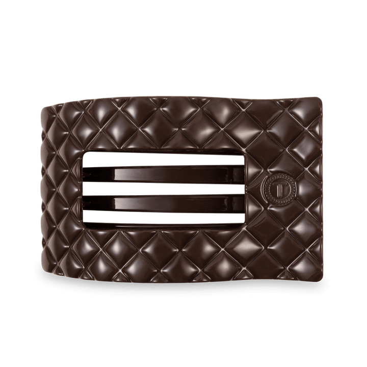 Truly Taupe Quilted Large Flat Rectangle Hair Clip - Something Splendid Co.