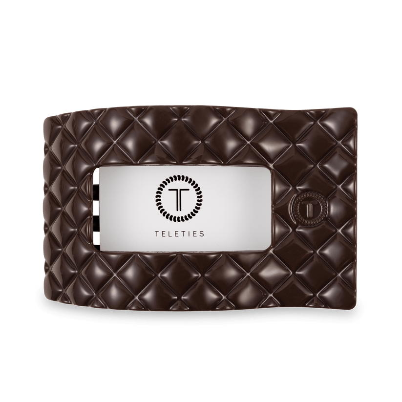 Truly Taupe Quilted Large Flat Rectangle Hair Clip - Something Splendid Co.