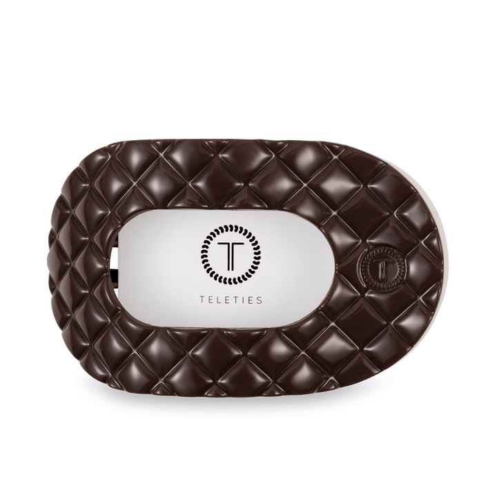 Truly Taupe Quilted Large Flat Round Hair Clip - Something Splendid Co.