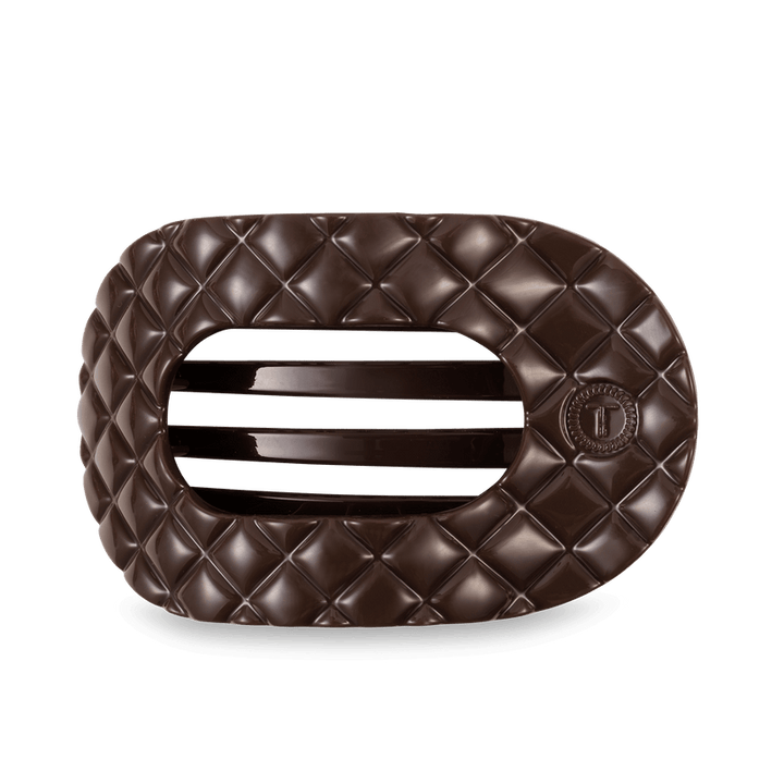 Truly Taupe Quilted Large Flat Round Hair Clip - Something Splendid Co.