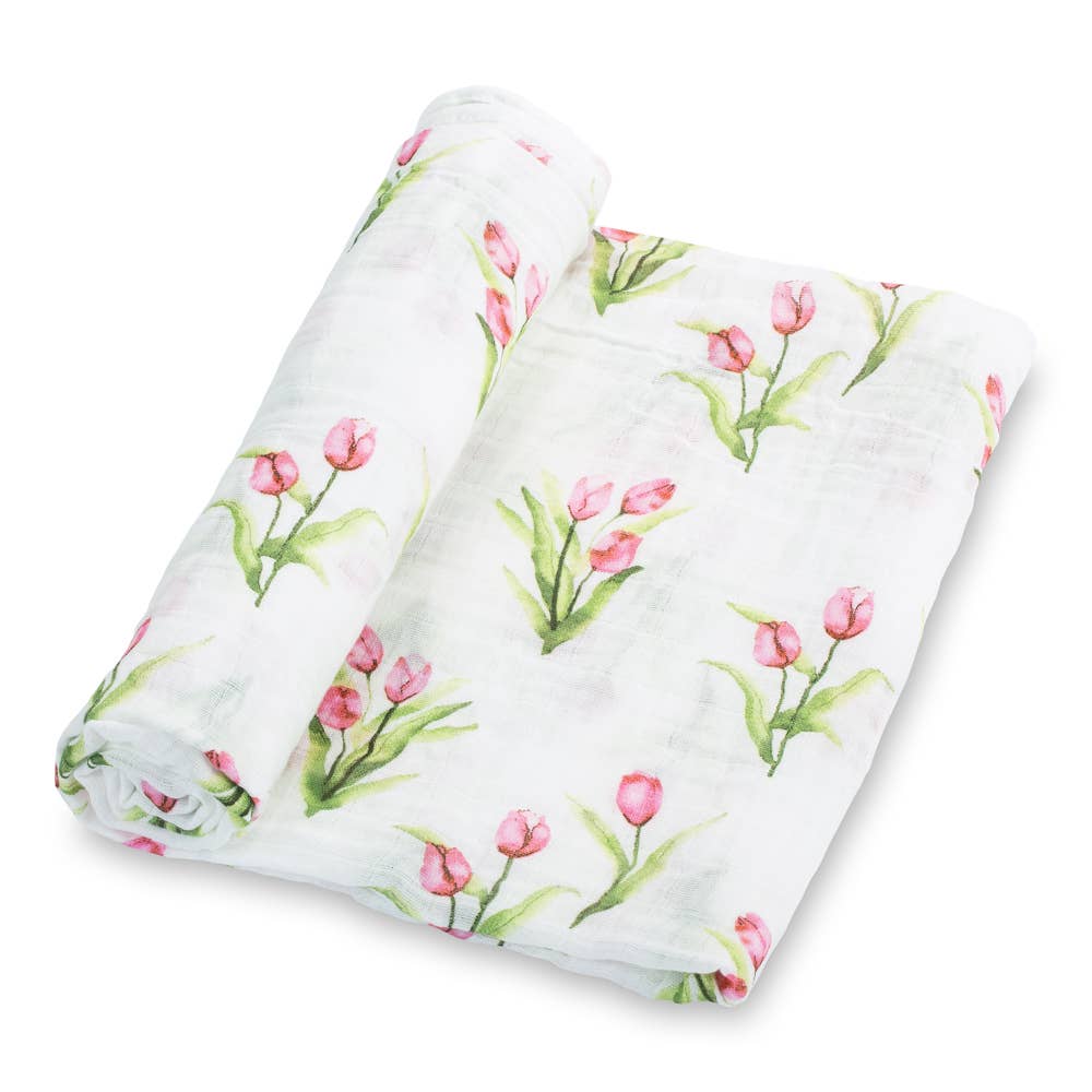 Tulip Garden Baby Swaddle Blanket - Something Splendid Co.