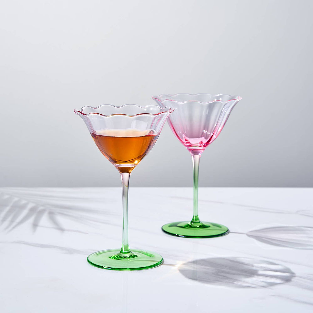 Tulip - Shaped Champagne Coupe Glass | Set of 2 | 6 oz - Something Splendid Co.