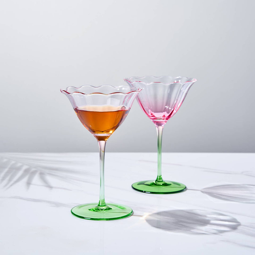 Tulip - Shaped Champagne Coupe Glass | Set of 2 | 6 oz - Something Splendid Co.
