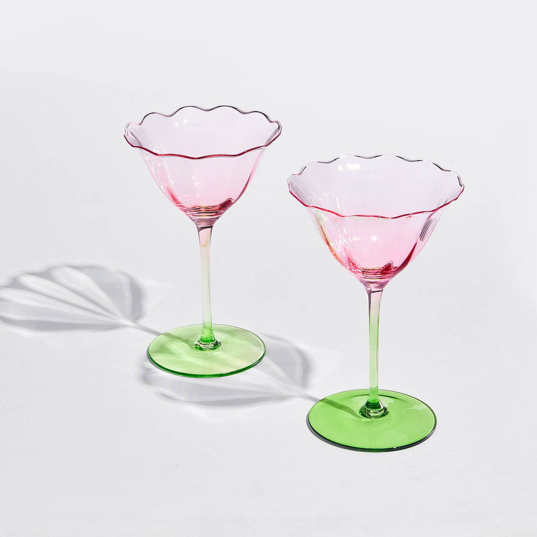Tulip - Shaped Champagne Coupe Glass | Set of 2 | 6 oz - Something Splendid Co.