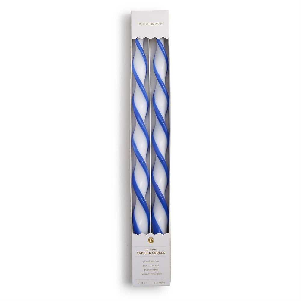 Twist & Glow Blue Ribbon Taper Candles - Something Splendid Co.