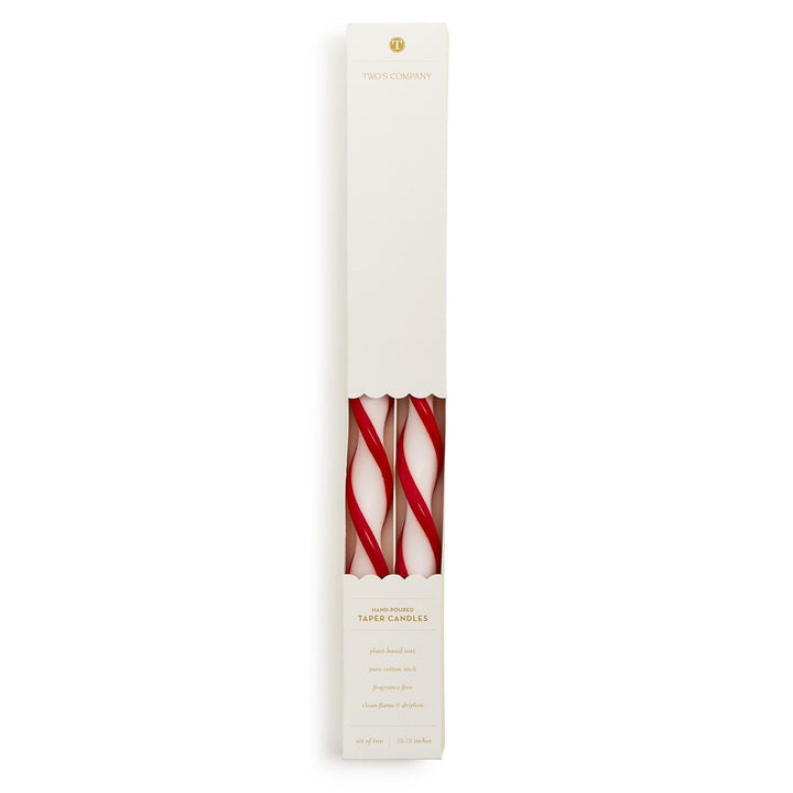 Twist & Glow Red Ribbon Taper Candles - Something Splendid Co.