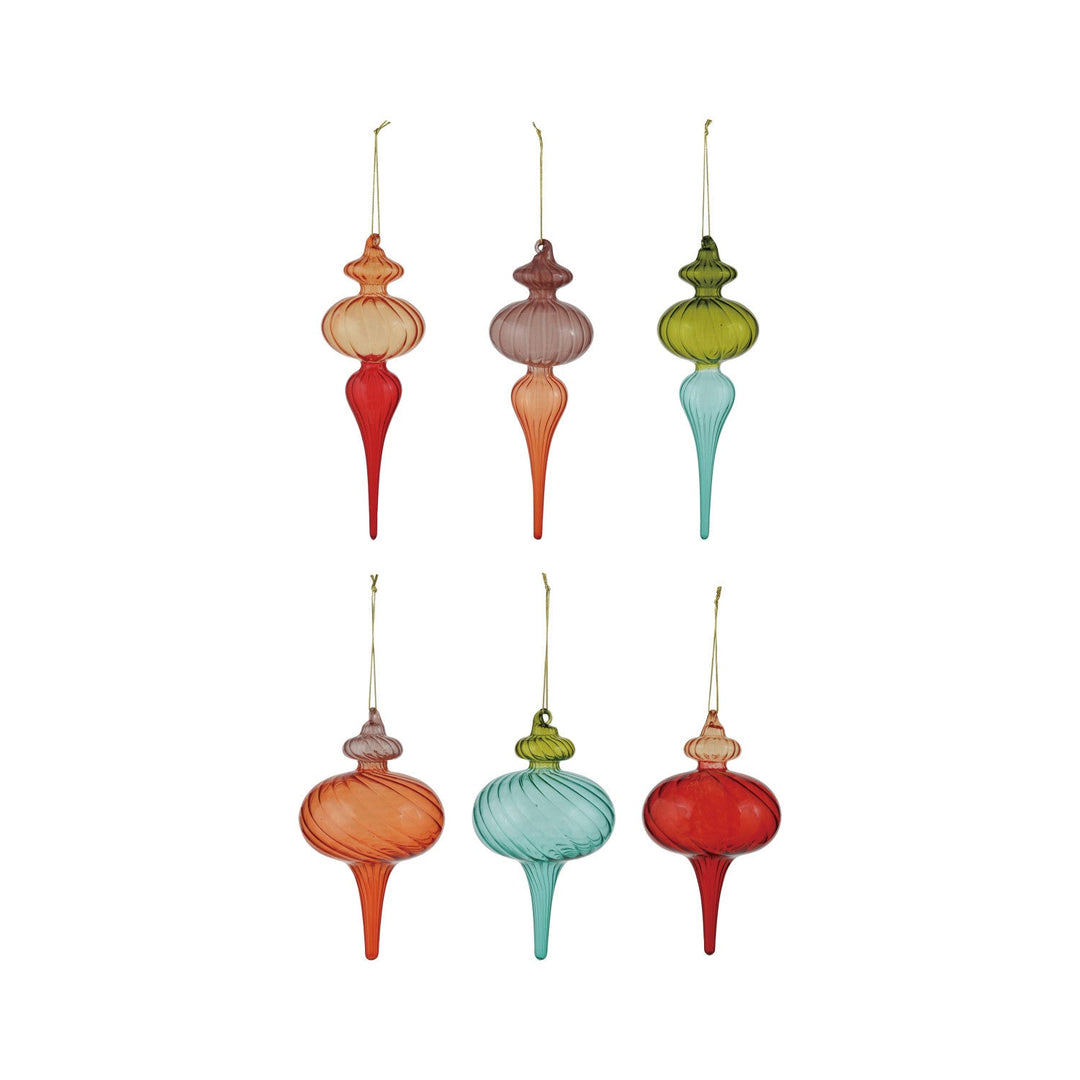 Two-Tone Glass Finial Ornament, 6 Styles - Something Splendid Co.