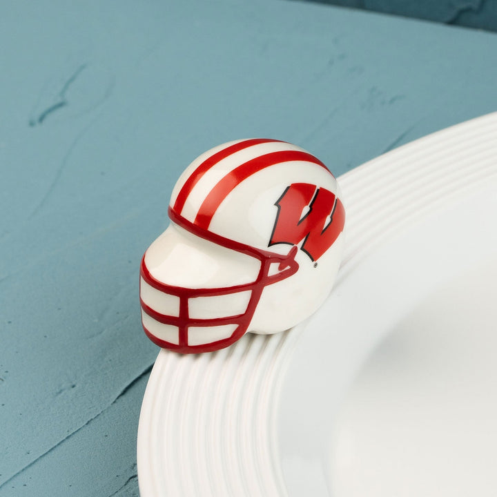 University of Wisconsin Helmet Mini by Nora Fleming — hand-painted ceramic officially licensed Wisconsin helmet (alternate view)