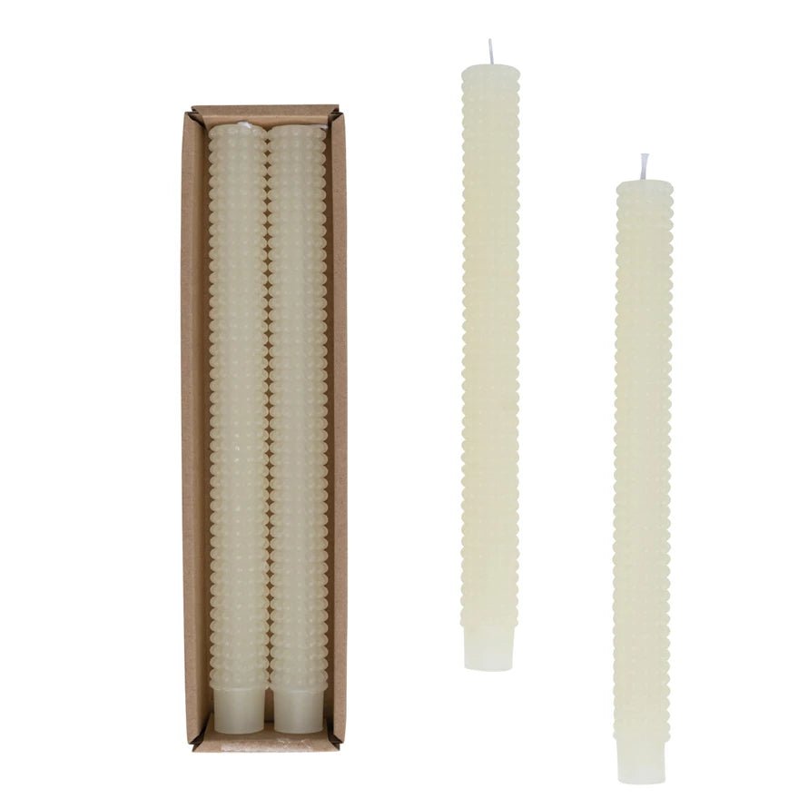 Unscented Hobnail Taper Candles - Set of 2