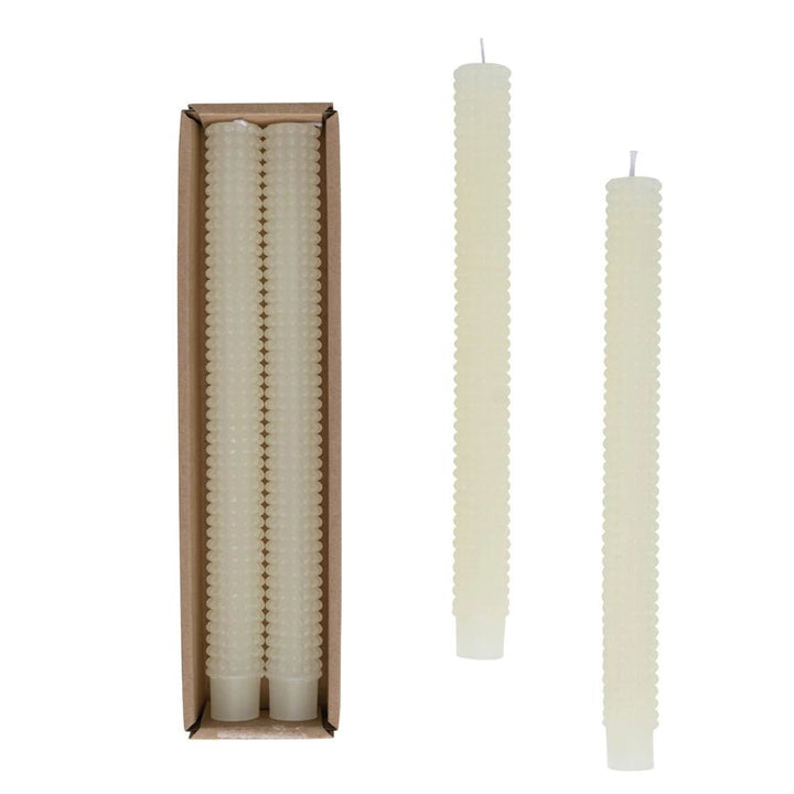 Unscented Hobnail Taper Candles, Cream - Set of 2 - Something Splendid Co.