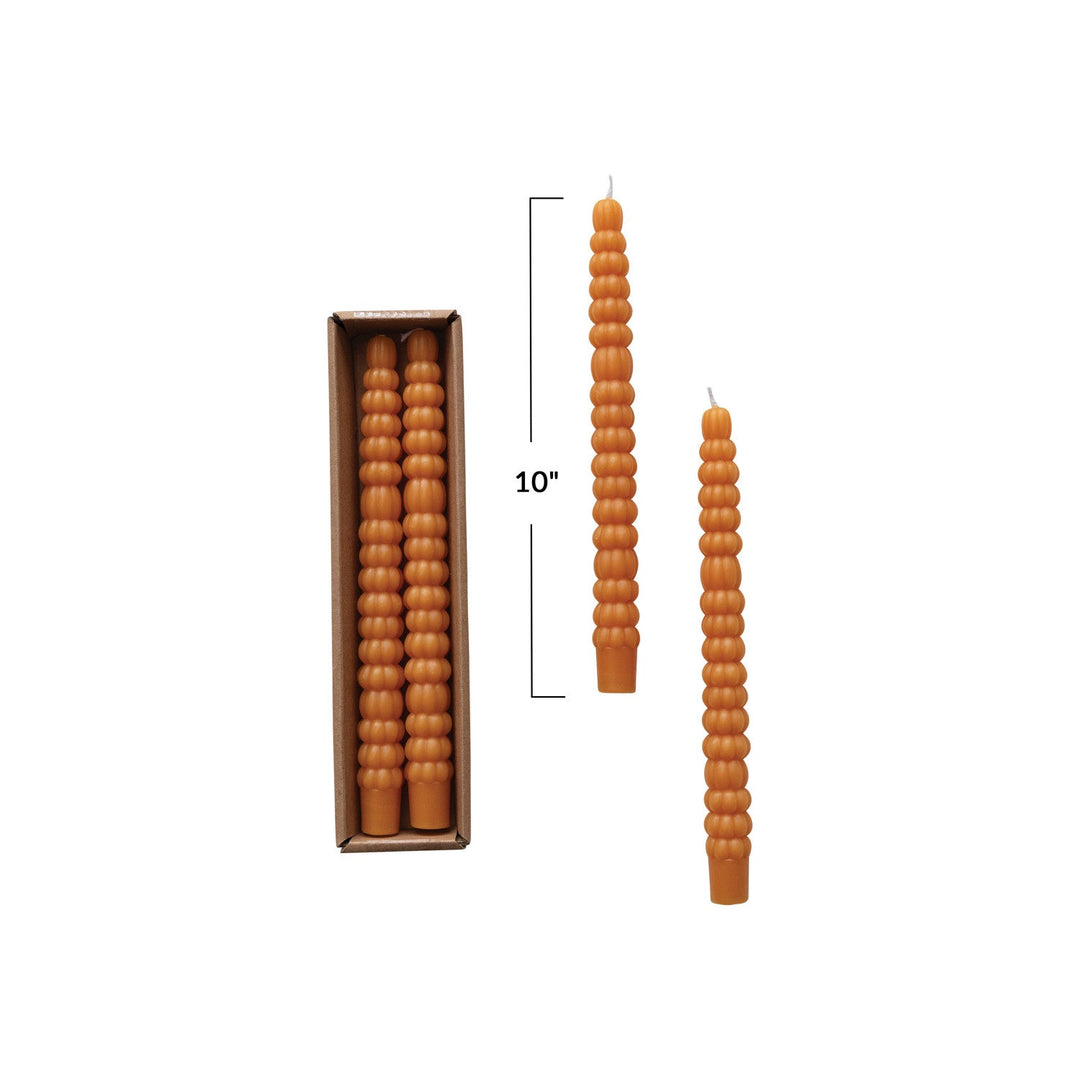 Unscented Pumpkin Shaped Taper Candles in Box, Orange Color, Set of 2 - Something Splendid Co.