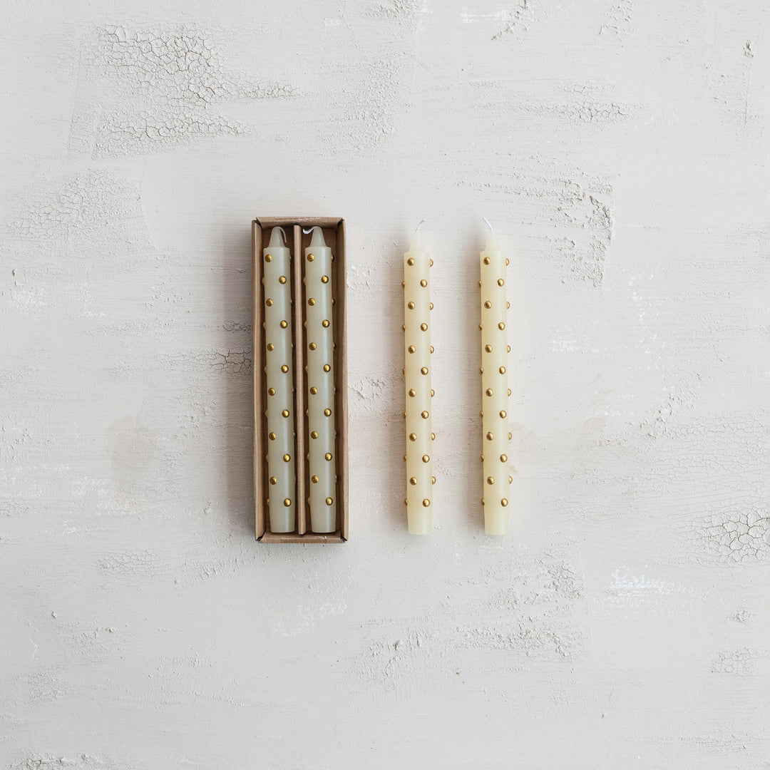 Unscented Taper Candles with 3D Dots in Box, Set of 2 - Something Splendid Co.