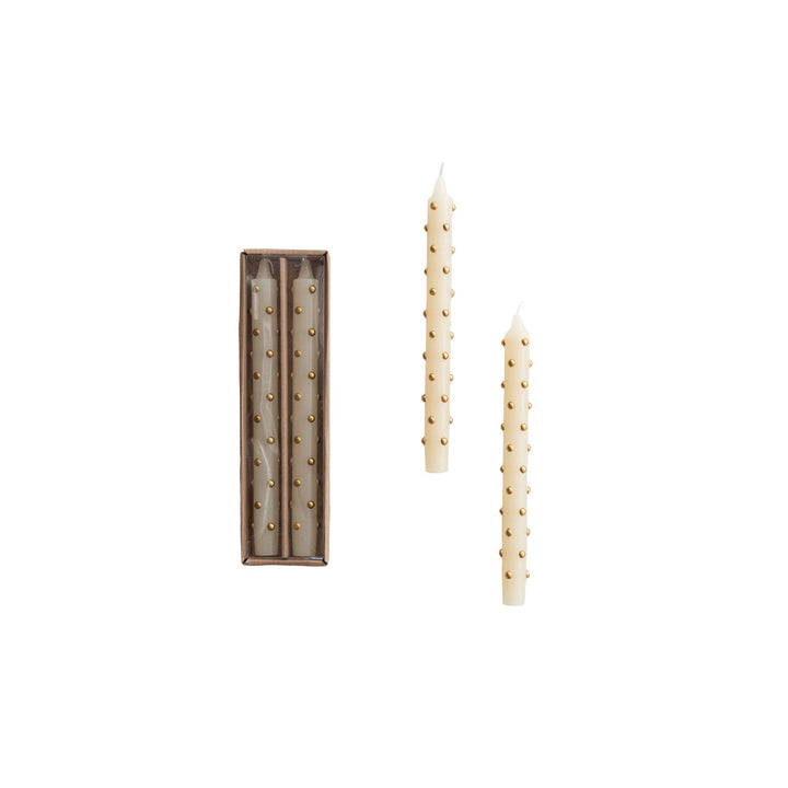 Unscented Taper Candles with 3D Dots in Box, Set of 2 - Something Splendid Co.